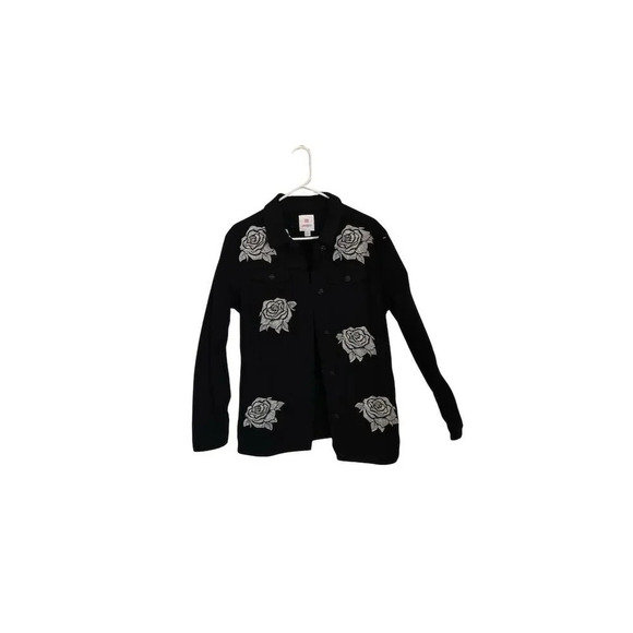 LuLaRoe Women's Black Floral Jacket Size L Long Sleeve Mid-Length - Picture 1 of 4